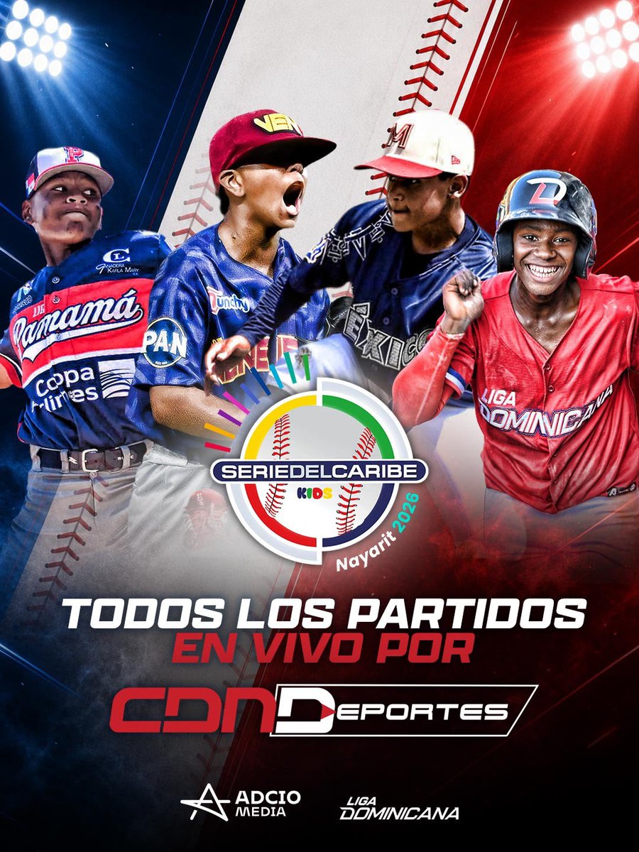 LIDOMRD's tweet photo. Cada jugada, cada carrera y cada emoción podrás vivirla en un solo lugar 🇩🇴⚾️

📺 CDN Deportes transmitirá todos los partidos de la Serie del Caribe Kids Nayarit 2026.

¡Prepárate para apoyar a nuestra selección desde el primer lanzamiento!

#LIDOM https://t.co/1QnN3TY5vu