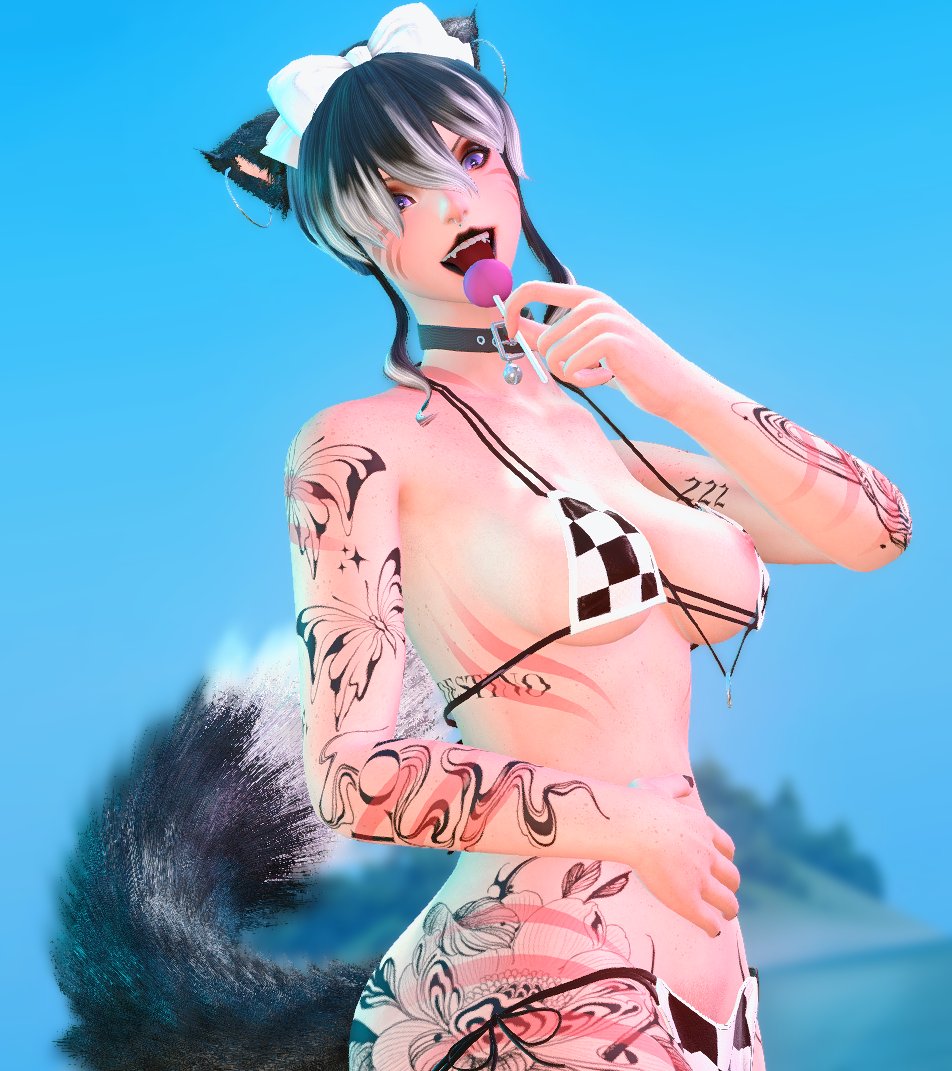 LevyScarlettFF's tweet photo. Oops, nip slipped~ Stare all you want, loser 🍭
#ffxivnfsw #gposersnsfw #miqotensfw #Brat https://t.co/0EfIYZD5nS