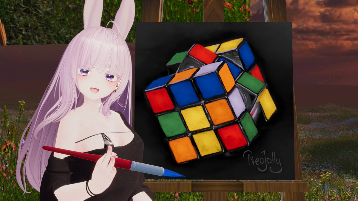 neojolly_vr's tweet photo. My VR painting of the Rubik's Cube, Spin Master Games from the 1980s. I want too try one.π°#VRChat #daPens #Painting https://t.co/U6hiMy91eo