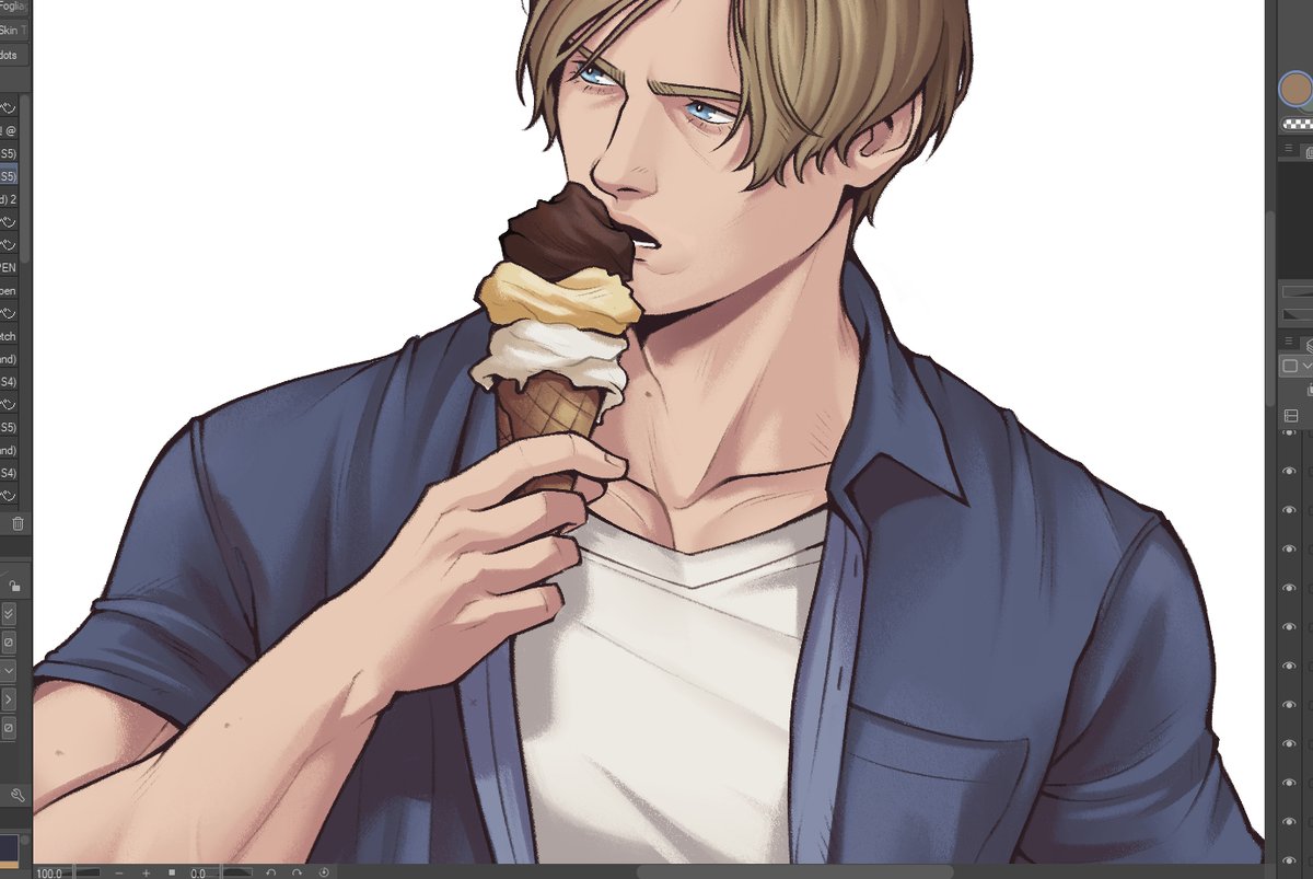apeo0r's tweet photo. I heard Leon likes ice cream (wip) https://t.co/FARPFh8VG7