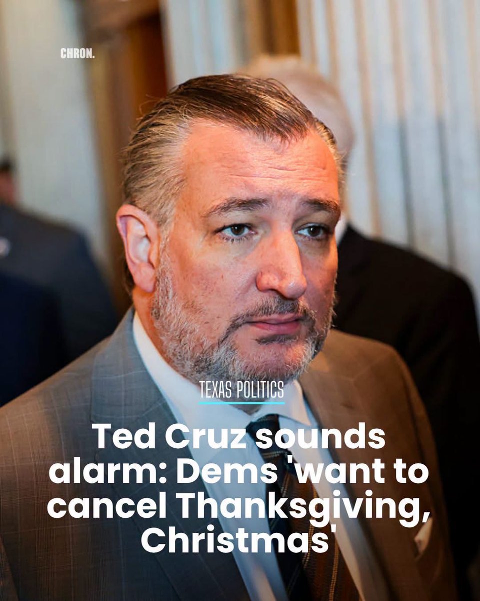 LHWesteman's tweet photo. You and Ted two peas in a pod. Delusional corrupt and rich
🎄 Ted Cruz says progressives want to “cancel Christmas” and Thanksgiving.
The Texas senator made the claim while discussing two Muslim Democratic candidates on Fox News, but offered no examples of either calling for the holidays to be abolished. He also warned of a “communist takeover.”