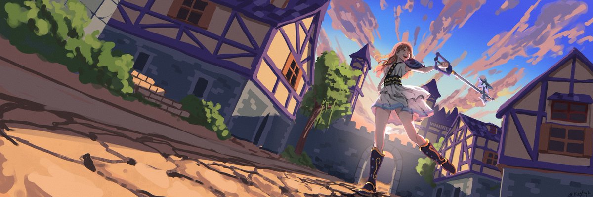 oathjpg's tweet photo. new banner alert! ✨

massive thank you to @EnchAugh for bringing my key kid to life with this beautiful piece. 

every time i look at it, i can't help but daydream about wandering through fountain square and setting off on another adventure. 💙🗝️

🎨: @EnchAugh https://t.co/attYTZ6Qou