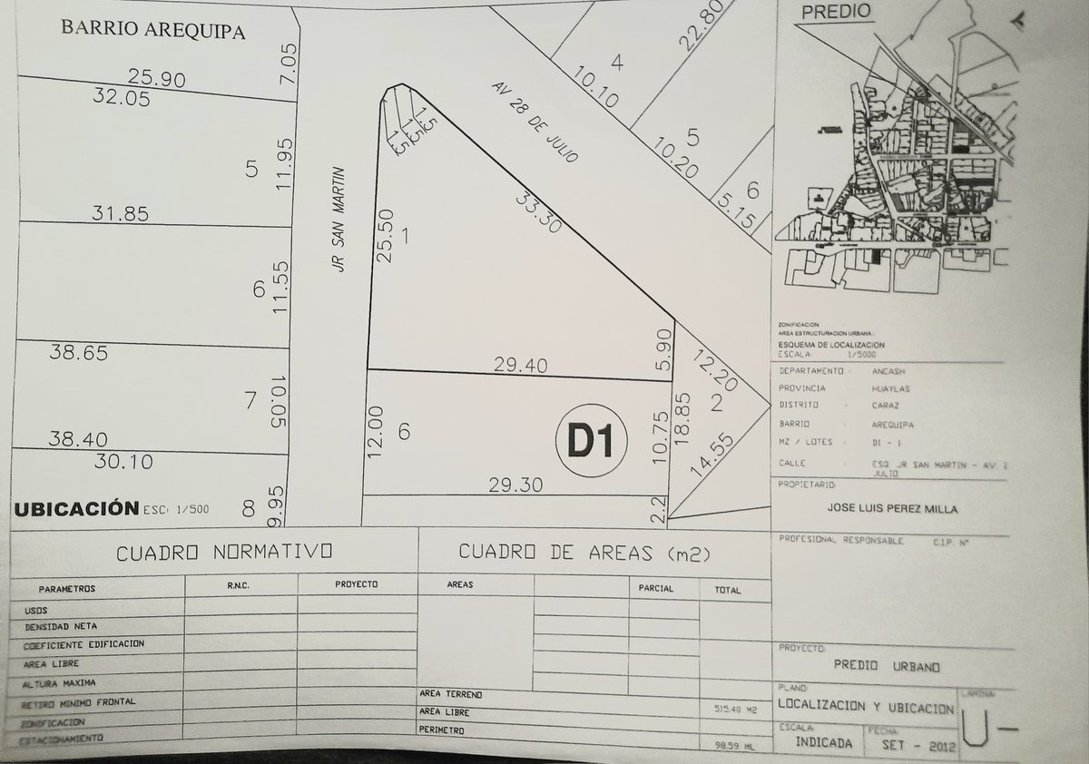 FUERZAMORALpm's tweet photo. VENDO TERRENO EN CARAZ - ANCASH 
EXCELENTE UBICACION EN CALLES PRINCIPALES 
ESQUINA DE LA AV. 28 DE JULIO Y EL JR. SAN MARTIN  
A 1 CUADRA DEL COLEGIO NACIONAL 2 DE MAYO 
A 1  1/2 CUADRA DEL INSTITUTO TECNOLOGICO 
AREA : 515 M2. 
UNICO PROPIETARIO - SUNARP 
WhatsApp 969 083 567 https://t.co/3gY2A7miOQ