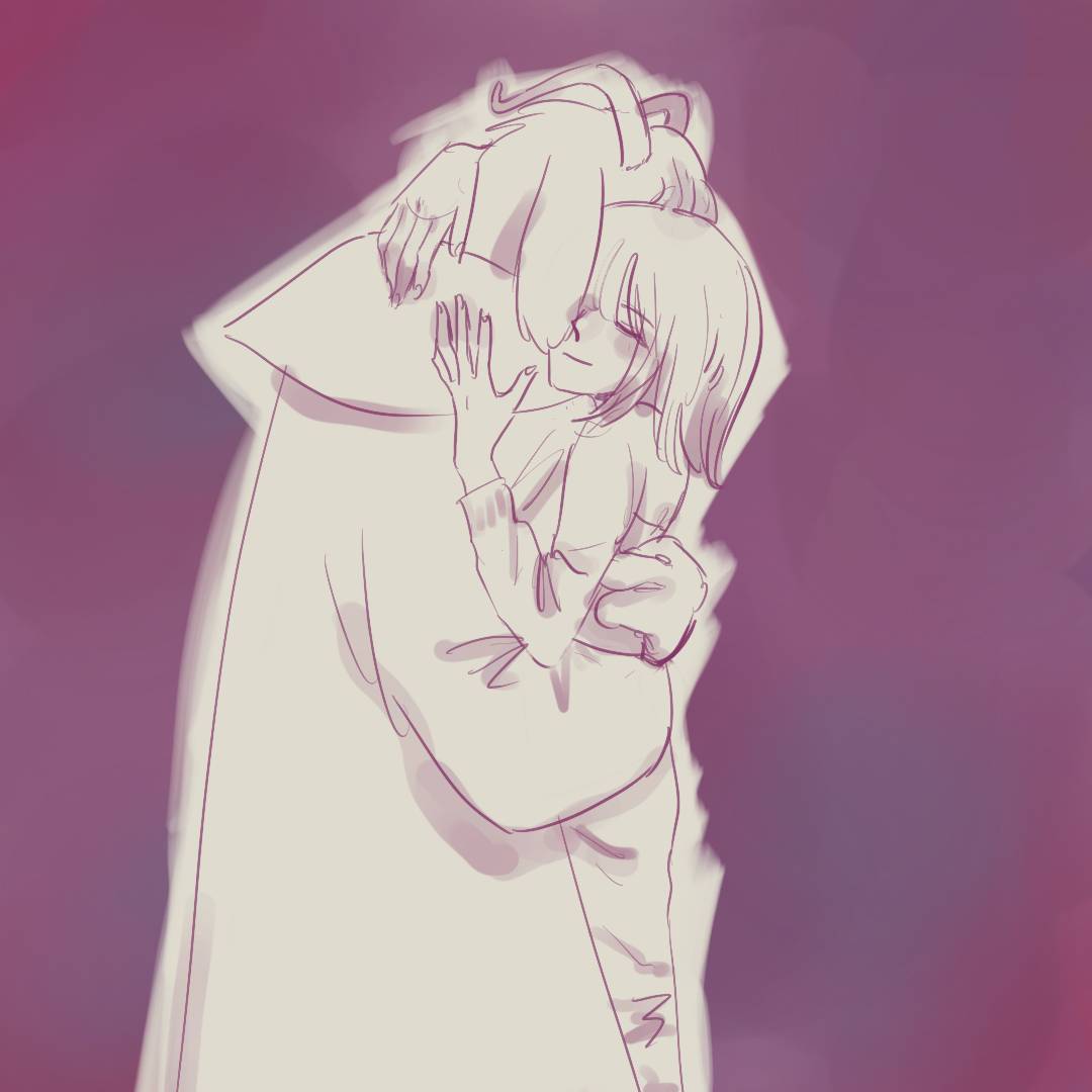 TheFaithfulCha's tweet photo. Chasriel day13
Asriel feels really emotional about loosing his favorite rock so Chara comforts him :^] 
Actually she knows where he left it
She just wants to hug it out before telling X v X• https://t.co/4dr0X1OopY