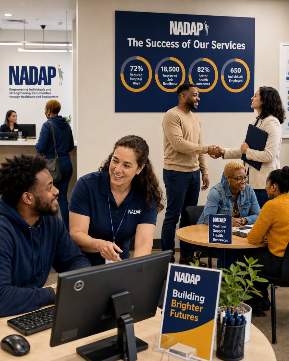 NADAP_org's tweet photo. Results that change lives: 72% fewer hospital stays, 82% better health outcomes, 18,500 people with improved job readiness, and 650 placed in employment. Behind every number is a person rebuilding their life through NADAP. Learn more: https://t.co/USvn3M1r3X https://t.co/ASxwlREQYN