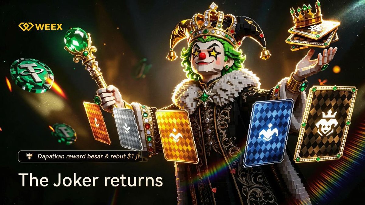 LoungeBtc's tweet photo. 🃏 The Joker Returns on WEEX!
Unlock bigger rewards and share in a $1,000,000 prize pool!
📅 Event Period: July 21, 12:00 PM – August 10, 11:59 PM (UTC+8)
How to join &amp; win: 
✅ Register to join
✅ Complete tasks to collect cards
✅ Play daily to share the prize pool https://t.co/zulySoaN0K