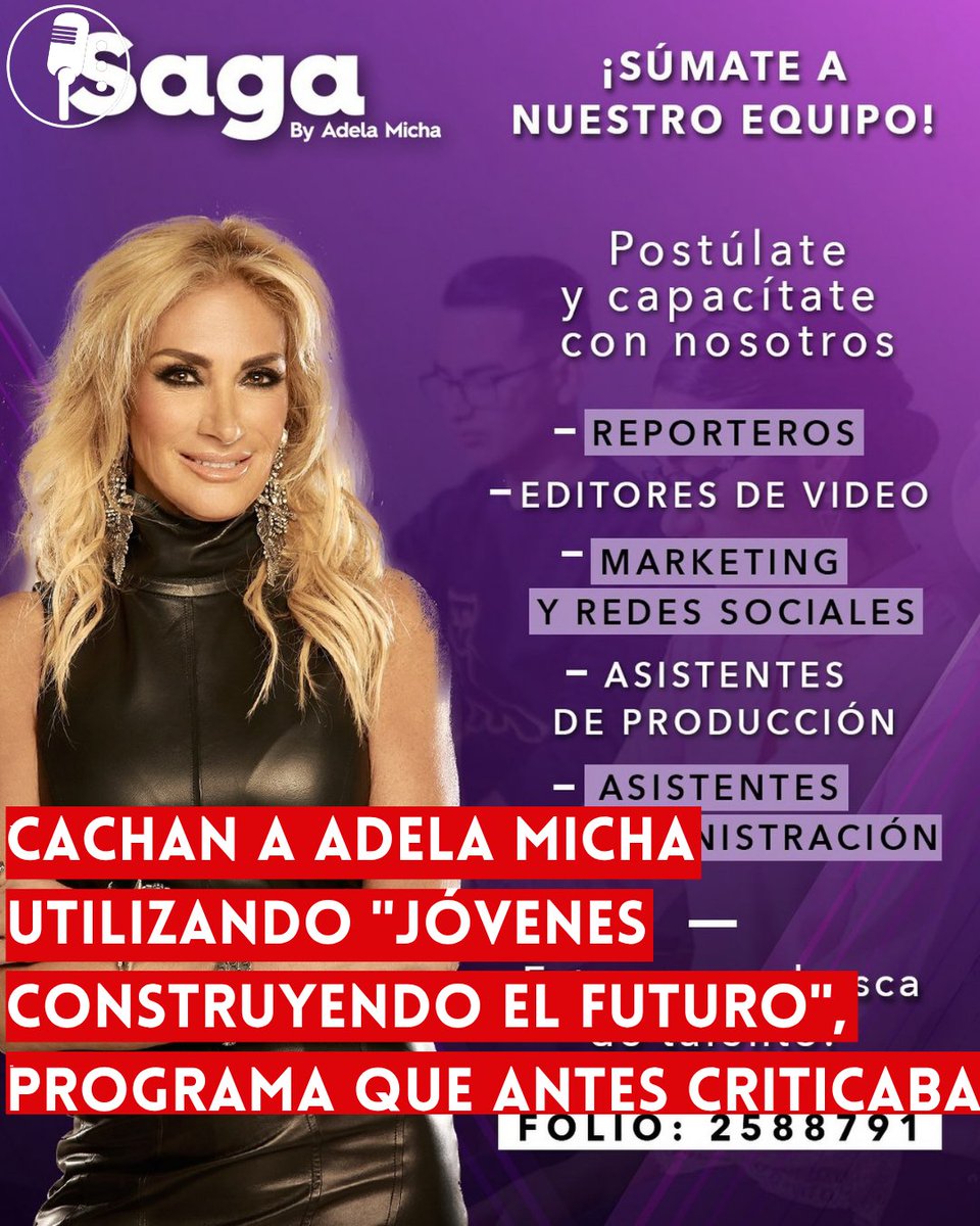 YosoyPedrero's tweet photo. 🚨 OJO: CACHAN A ADELA MICHA UTILIZANDO "JÓVENES CONSTRUYENDO EL FUTURO", PROGRAMA QUE ANTES CRITICABA

La periodista Adela Micha fue señalada en redes sociales luego de que se difundiera que su empresa participa en el programa Jóvenes Construyendo el Futuro, impulsado durante el gobierno del expresidente Andrés Manuel López Obrador.

Usuarios recordaron que, durante años, diversos comentaristas y figuras públicas criticaron este programa social, al que calificaban como una política de "regalar dinero a los ninis". Sin embargo, ahora cuestionan que empresas vinculadas a quienes antes lo descalificaban hagan uso del mismo.

Las reacciones surgieron al considerar que el programa permite a los centros de trabajo recibir aprendices que obtienen un apoyo económico financiado por el Gobierno federal, lo que, según los críticos, representa un beneficio para las empresas participantes.

El tema ha generado un intenso debate en redes sociales sobre la congruencia de quienes en el pasado rechazaban el programa y ahora forman parte de él, mientras otros usuarios señalan que cualquier empresa que cumpla con los requisitos puede registrarse legalmente en el esquema.
