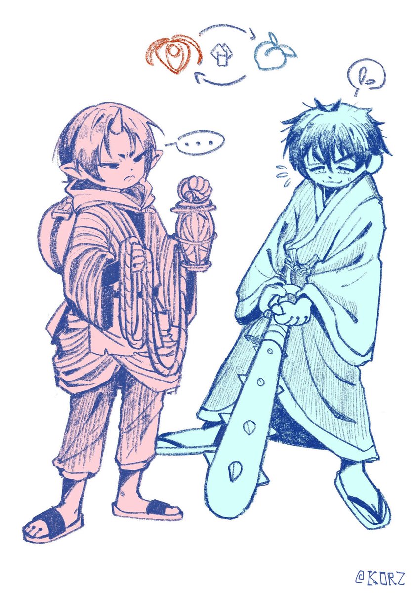mrgrasssthebest's tweet photo. 衣装交換👹👆👇🍑
#出禁のモグラ #鬼灯の冷徹 https://t.co/SGcJLz0X0S