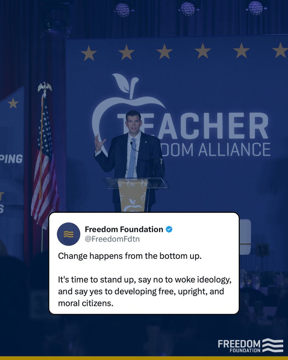 FreedomFdtn's tweet photo. In case you missed it: at the @Freedom4Teachrs’s fourth annual teacher summit, Freedom Foundation CEO @AaronWithe took direct aim at the growing gap between teachers unions’ priorities and the educators they claim to represent.

From union spending and political activism to controversial policies being pushed in schools, Withe made clear the fight for freedom in education has never been more urgent.

https://t.co/4NhhcB2dTl