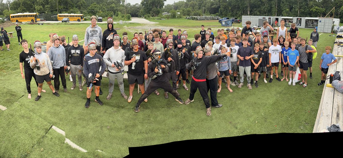 GCHSFB's tweet photo. Ram Football took to the Paintball field today! Seniors won the class tournament. Staff said we left the area the cleanest it’s ever been after a session. 
#LeaveItBetter https://t.co/4POdknUWGJ