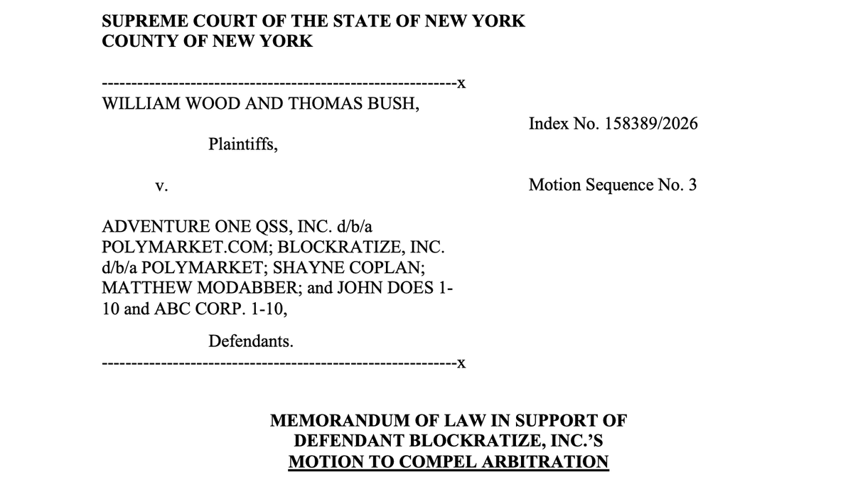 willo2_Poly's tweet photo. POLYMARKET’S LEGAL RESPONSE

I sued Polymarket after they changed the rules on the “MSTR sells Bitcoin” market, scamming me for $500K.

They just filed a 24 page motion in court, attempting to dismiss my case. THIS is how they treat their users. 🧵 https://t.co/ly01JKWqtg