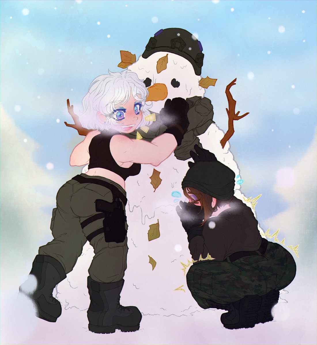 KeyJail_Lii's tweet photo. Art trade with @CaptainSpades_ !
Index is way too used to cold temperatures, she really has no idea why maggie is shaking so much when she is even well dressed! >,< Poor thing! https://t.co/veBTHol5E0