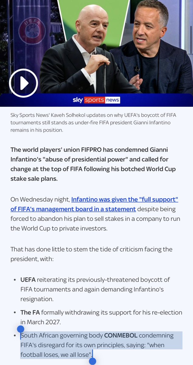 Ryvex3un's tweet photo. @SkySports CONMEBOL is South America btw https://t.co/ZvWEDHVyGO