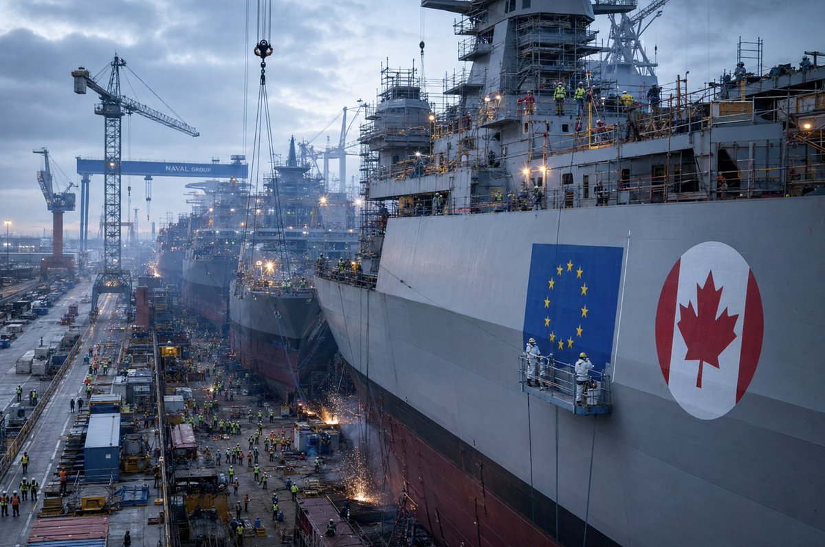 Microinteracti1's tweet photo. Today, Trump's America is saying no to everything that actually made America great. No to Europe. No to Ukraine. No to Canada. No to NATO. This is the geopolitical equivalent of a lottery winner tracking down the man who sold him the ticket and punching him.

The winnings, for the record: the UN, NATO, world trade in dollars, the petrodollar. All of it payment for showing up in 1941. Our new wargame deletes the showing up, puts Trump in Roosevelt's chair, and watches every one of those prizes go to somebody else.

And while Washington congratulates itself on the savings, the world has started signing. Canada and the EU signed a defence partnership in 2025. In February 2026, Canada walked into SAFE, Europe's 150 billion euro rearmament fund, as its first non-European member. Britain, Japan, South Korea, India and Australia have their own pacts with Brussels. Not one carries an American signature. Nobody asked for one.

The bill, when it lands, will be counted in trillions. Lost trade, lost dollar premium, lost contracts, lost talent. Hegemony has no notice period. It just leaves.

As large as last time. Possibly larger. Link below.
https://t.co/Zom4iGImUx
