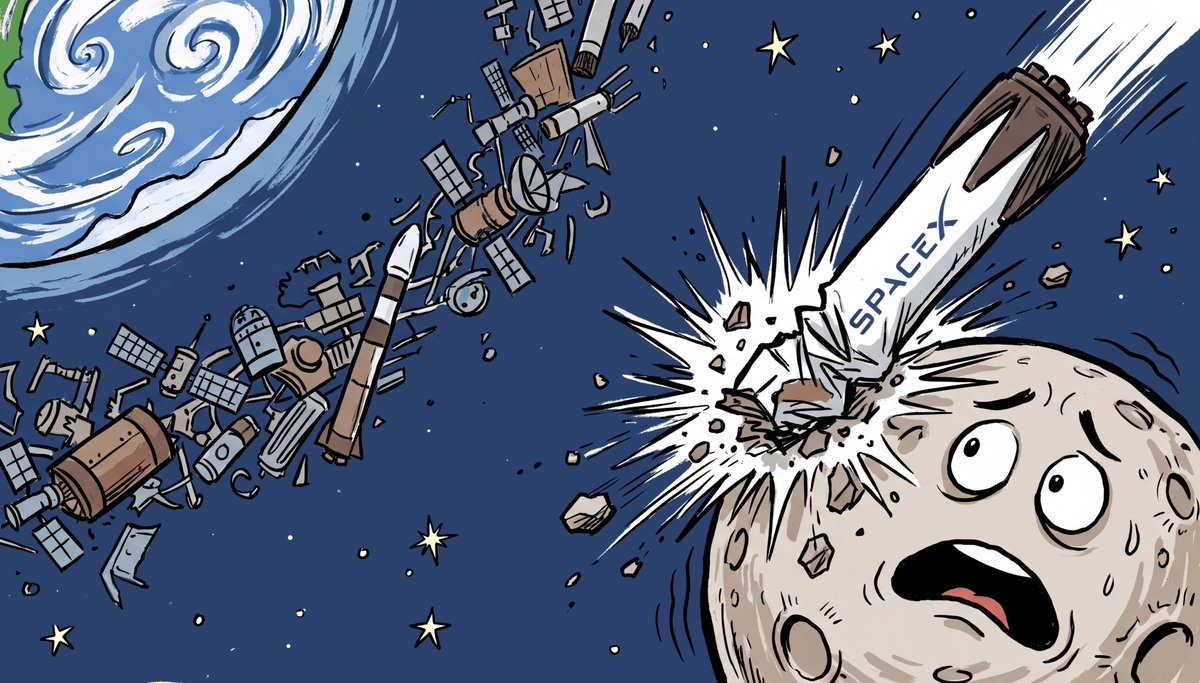 yogikatara's tweet photo. SpaceX rocket stage impacts the Moon at 8,700 km/h! The crash created a brand-new crater on the lunar surface, opening new opportunities for space research

Aug 6, 2026 | ⏰ 11:49 PM IST
#SpaceX #MoonImpact #Astronomy #SpaceNews https://t.co/OhFKFCWaNz