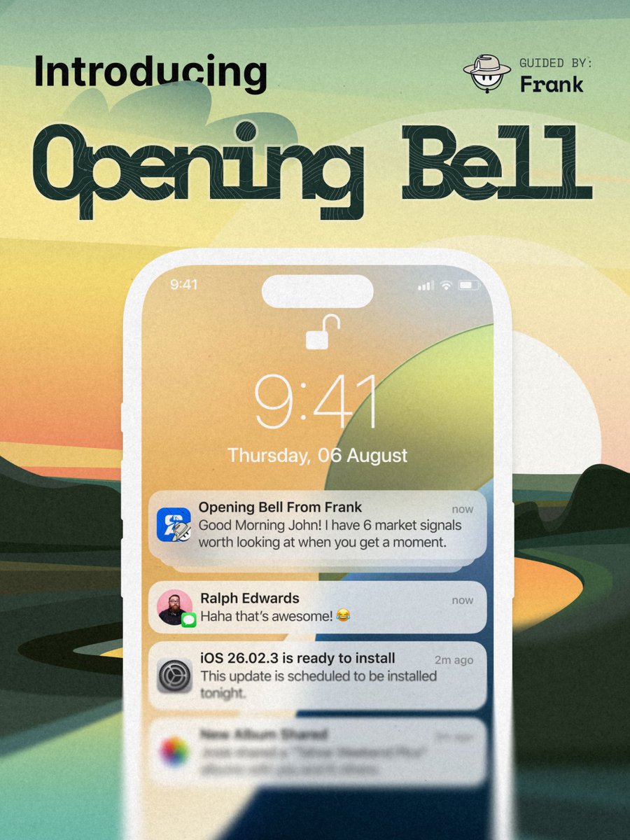 summitpointos's tweet photo. Introducing Opening Bell. Guided by Frank! 🧵 1/5

Every morning, Frank reads the entire venture market before you've had coffee - then briefs you on exactly what matters to your world. https://t.co/QFRZbYWMhe