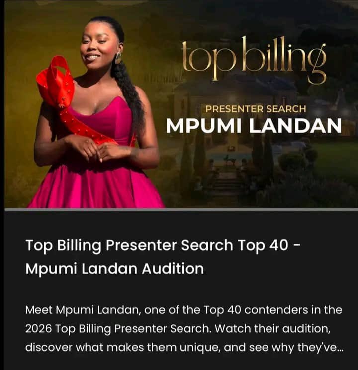 babelulua's tweet photo. Mpumi made it to the top 40 of top billing presenter search. 🥳 can grace locate her https://t.co/eORCOT0aQ6