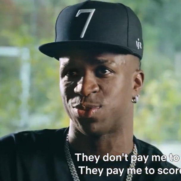 MadridXtra's tweet photo. 🔙 Vini Jr: “They don’t pay me to be nice, they pay me to score goals.” @netflix 🥶 https://t.co/YvJQea98OZ