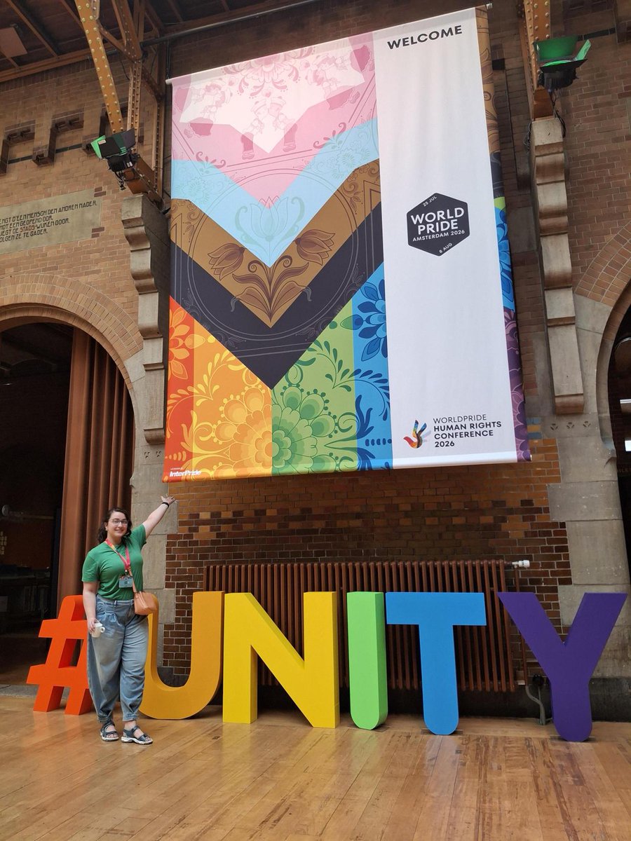HumanDignityT's tweet photo. This week, our Development Manager, Clémence Hamiti, is at WorldPride Amsterdam 2026, a global event that raises visibility and awareness of LGBTQIA+ issues worldwide.

'66 countries still criminalise #LGBT+ people. Yet here in Amsterdam, hundreds of lawyers, activists, leaders and advocates have come together in one room, working together, refusing to give up. This is what collective hope looks like!' - Clémence