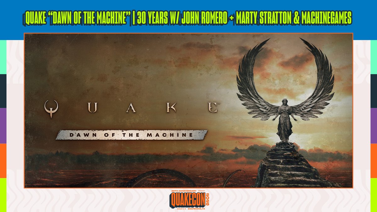 QuakeCon's tweet photo. ▶️ 30 Years of Quake

Watch this special stream now celebrating the 30-year legacy of Quake with id Software co-founder John Romero and some surprise Special Guests! https://t.co/t4IOcVuyNi https://t.co/tI8NznU5Ei