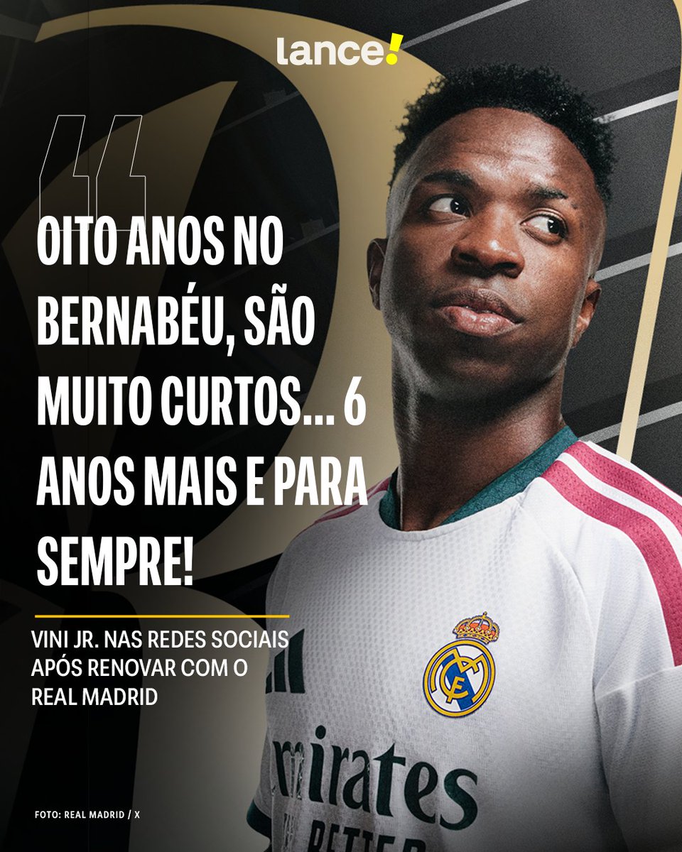 lancenet's tweet photo. ELE FICA! 👑⚪
Vini Jr. se manifestou em seus stories após o Real Madrid anunciar a renovação do craque brasileiro até 2032. A história em Madri continua! 🤩🇪🇸
Na sua opinião, quais outros títulos ele vai conquistar pelo clube merengue? 🤔
#Redes3 #LanceInforma https://t.co/wSE4hehLKI