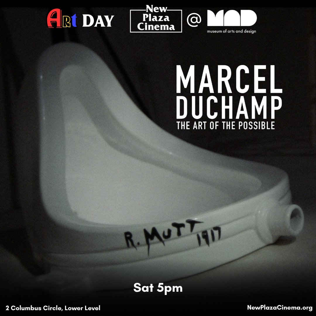 NewPlazaCinema's tweet photo. MARCEL DUCHAMP: THE ART OF THE POSSIBLE explores the life, philosophy and impact of one of the most influential early 20th century modernists.

Sat 5pm at @NewPlazaCinema at @MADmuseum

https://t.co/3uzX20KOf5 https://t.co/anh2ipcIRy