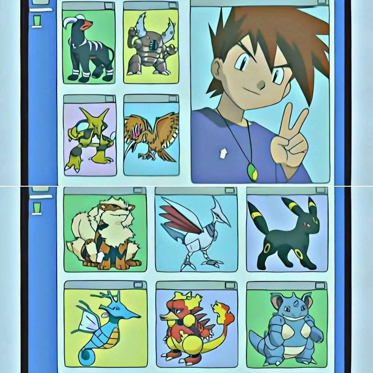 3ditsyclips's tweet photo. Éstos son los Pokemon que registro Gary para la Liga Johto. https://t.co/i5cVL4sr5v