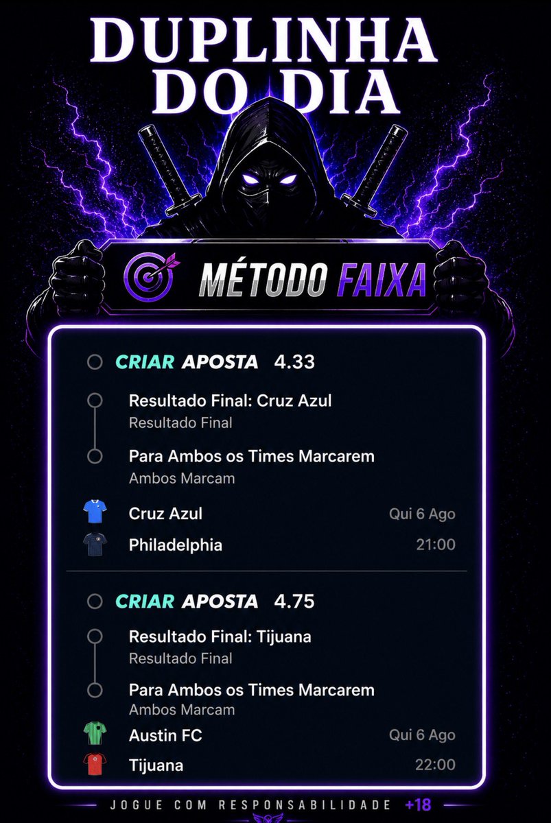 FaixaTips's tweet photo. DUPLINHA DO DIA🔥🥷

LlNK PRONTO NOS COMENTÁRIOS👇 https://t.co/LtbsT2TBx1