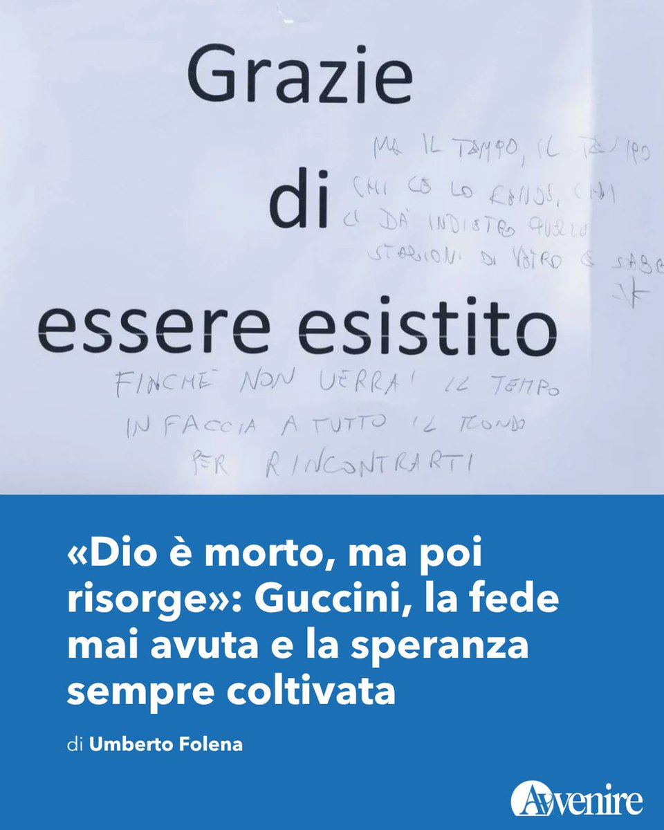 Avvenire_Nei's tweet photo. Se volessimo fare un torto a Francesco Guccini, scomparso oggi a Pavana, ma un torto mortale, basterebbe arruolarlo: sotto una bandiera culturale, una fede politica, un credo religioso. Insomma “battezzarlo” a forza, senza chiedergli il permesso ma soltanto esibendo qualche fragile pretesto. Vale in particolar modo per i cattolici, perché gli incroci, i rimandi, le citazioni, se ben orchestrati con satanica astuzia, ci sarebbero. Guccini nasce e muore coerente: un anarchico aperto al mistero, un agnostico con le ali, un amico di chiunque si dimostri intelligente, libero, privo di pregiudizi. Nemico tanto del bigottismo iper-devoto e del clericalismo, quanto del materialismo ottuso, Guccini era un uomo, un cantautore, uno scrittore, un intellettuale impossibile da incasellare. Certo, nell’incrociare le persone e le cose della Chiesa aveva le sue preferenze. Tutto comincia forse a Bologna nell’incontro con padre Michele Casali, domenicano robusto di corpo e di idee («Mi sembra Nero Wolfe», diceva di lui Guccini), scomparso nel 2004, animatore indimenticato dei “Martedì” di San Domenico. Chi non conobbe, e chi non passò dalle sue parti? Vi transitò anche un certo arcivescovo di Cracovia, Karol Wojtyla… 
https://t.co/510ubczRF3