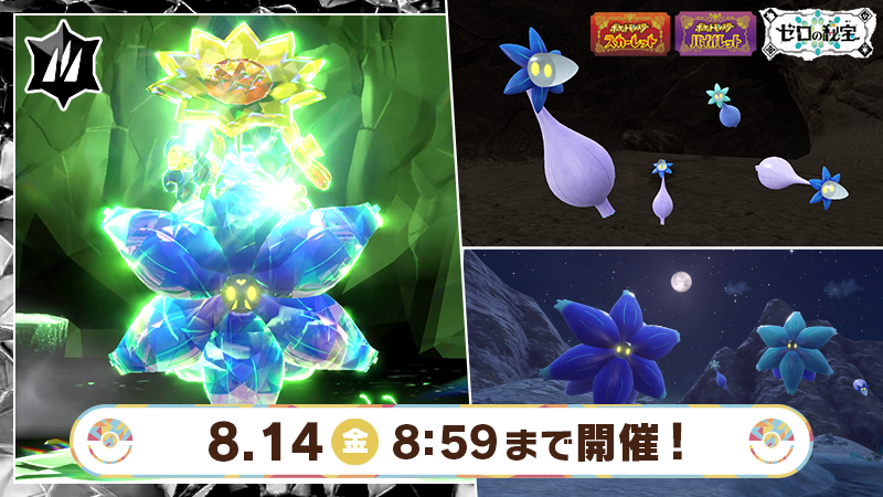 Pokemon_cojp's tweet photo. 8月14日（金）8時59分まで『ポケットモンスター スカーレット・バイオレット』および『ゼロの秘宝』に、「最強のキラフロル」が襲来！
特別な大量発生では、色違いのポケモンたちと普段より出会いやすいよ！
https://t.co/wRosf8jlrQ #ポケモンSV https://t.co/XG2g4xrc7x