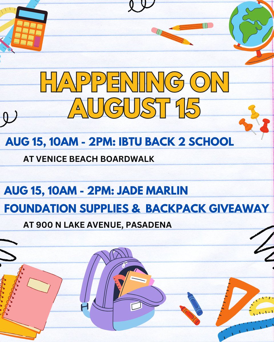 lacivilrights's tweet photo. Need support with back-to-school supplies? Check out these events across Los Angeles giving away free school supplies and backpacks to youth in need. Events are starting as soon as this weekend with two more next weekend on August 15. https://t.co/qZTAJhiIw6
