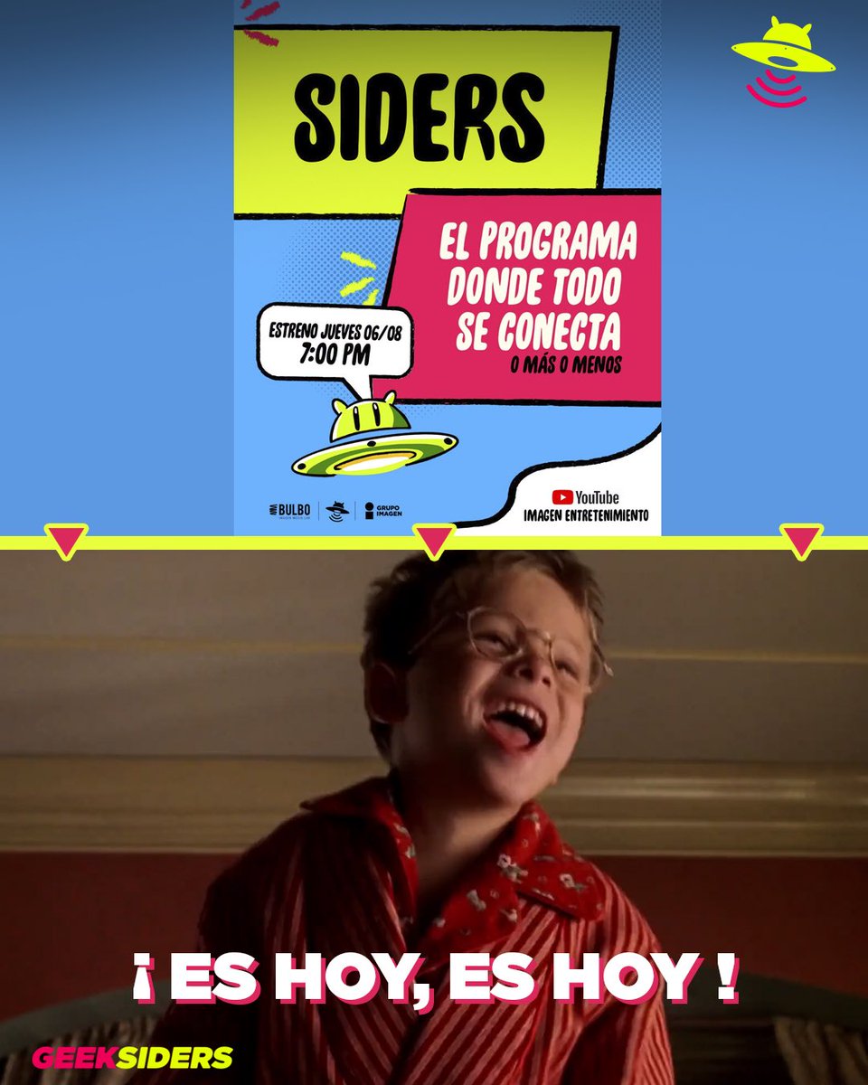 GKSiders's tweet photo. Geeksiders!!!! Estamos a una hora de que estrene nuestro programa SIDERS! 👀✨🛸
Así que díganle a Siri / Google / Alexa que les ponga un Reminder porque salimos a las 7 PM en el canal de YT de Imagen Entretenimiento! 🍿🤩
#Siders #Noticias #cine #entretenimiento https://t.co/zddAI1gIYg