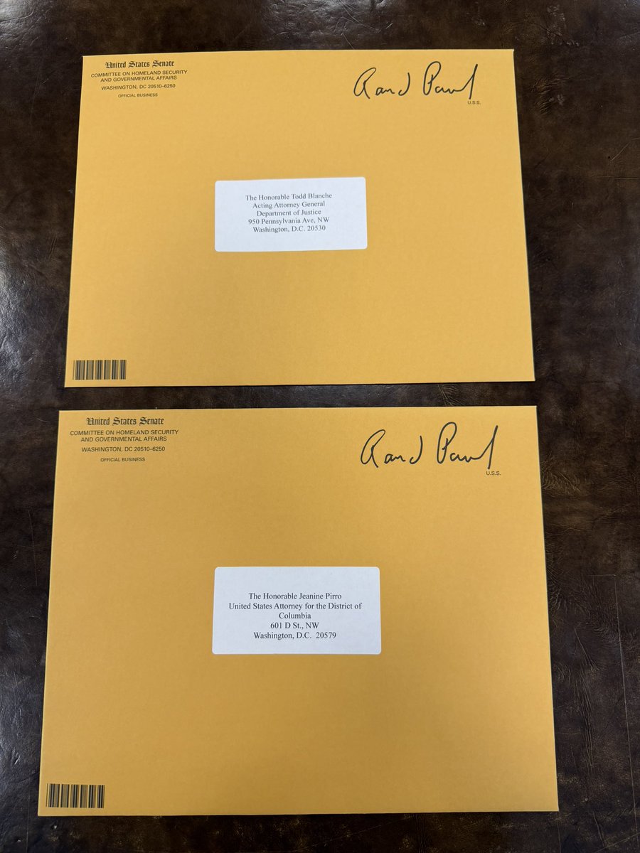 SenRandPaul's tweet photo. It’s official: letters to prosecute Fauci have been hand delivered to @DOJ. https://t.co/d6hrIJRx1Z