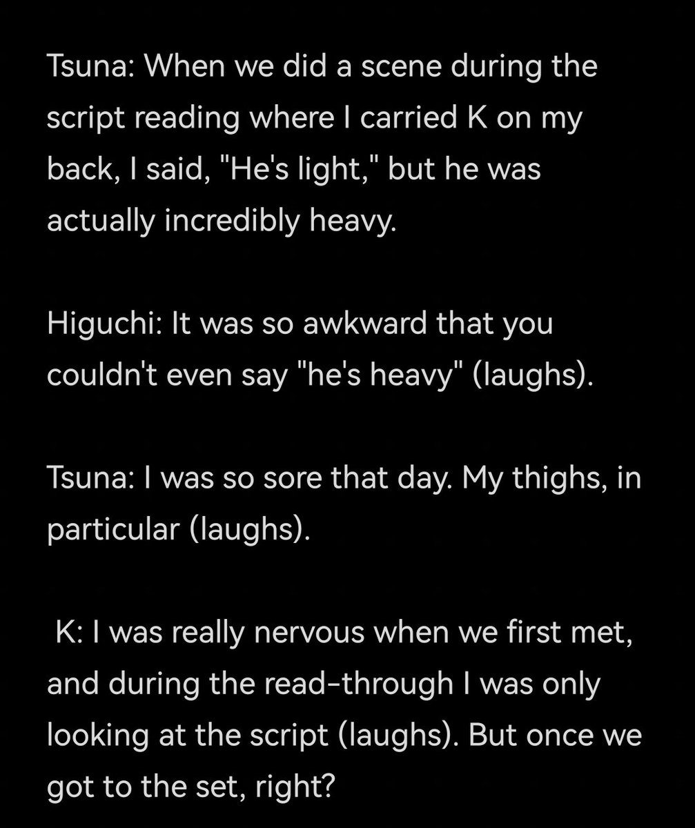 Thick_EYElash's tweet photo. Tsuna said K was very heavy when he carried him in the ReoNagi carrying scene and K said in previous interview he was always teasing him saying the ride wasn't comfortable because he was wobbling too much and felt unstable poor tsuna his face says a lot 😭😭

 👑 I teased him+ https://t.co/gbfxGfKrot
