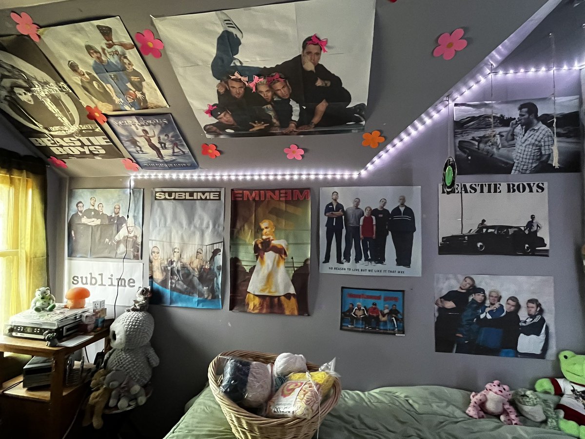 balkelyoo's tweet photo. @stella @jimmypop 
I have made about 9 posters like this! My bedroom just looks like one big Bloodhound Gang advertisement (the lighting does not do them justice😔) https://t.co/GSZ1lbQdYV