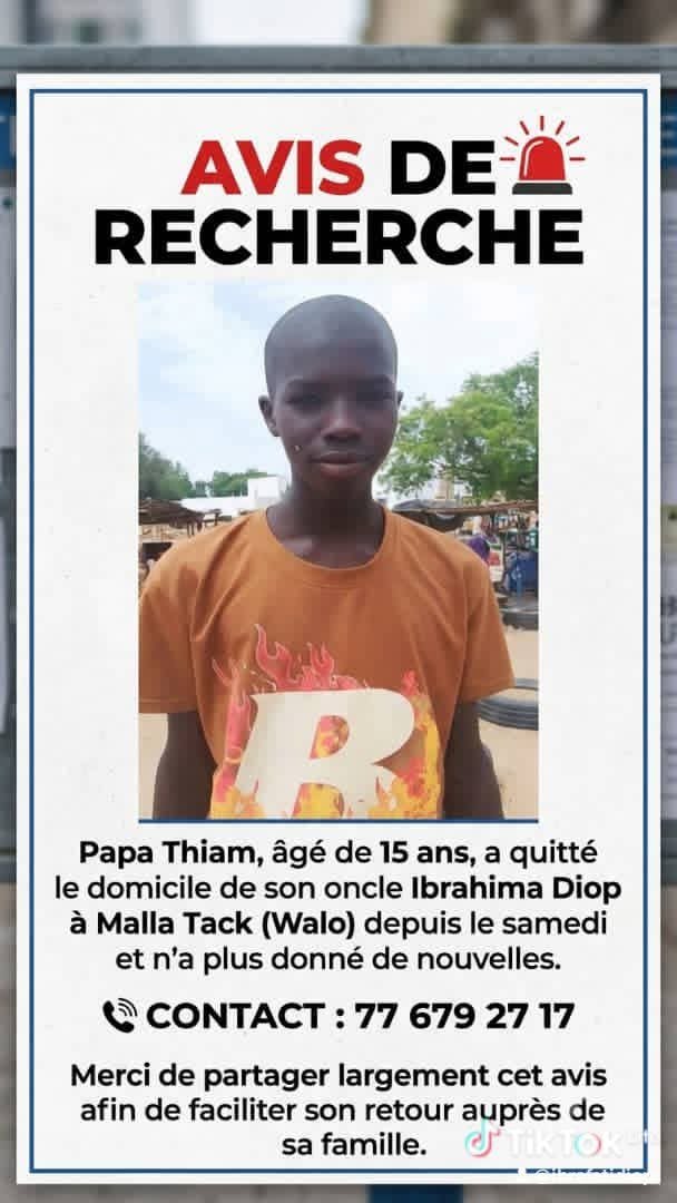 Avis_Senegal's tweet photo. 🚨Aidez sa famille à le retrouver🙏 https://t.co/pfXZN1Ahpm