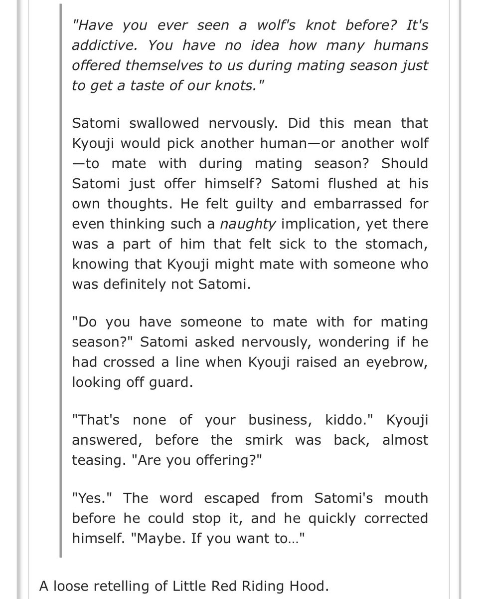 LavaLamp7777's tweet photo. My first post on twitter 😂
First chapter of little Satomi Riding Hood and werewolf!Kyouji fic is out 🙇🏻♀️
I hope you’ll check it out ❤️
Thank you @MargaritaX9822 for the inspiration 🥰
https://t.co/7NbBCj6sAJ
#kyosato #狂聪 #kyst https://t.co/aRudH8jCBo