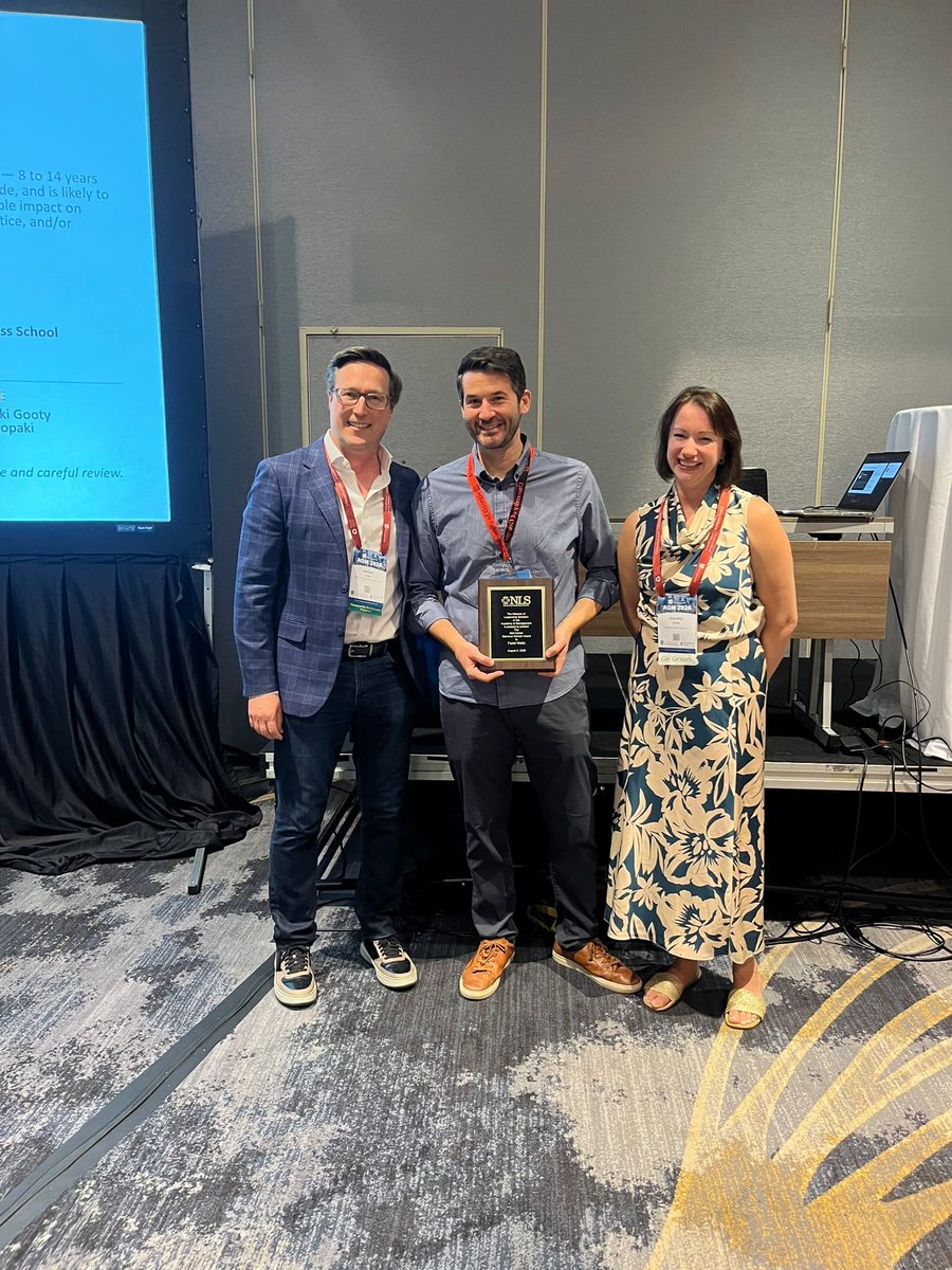 NetworkLS's tweet photo. What a night for NLS at #AOM2026 this past Sunday! A packed room gathered to celebrate Tingyu Du, Andrew Hanna, Fadel Matta, and Sue Ashford. The turnout made visible what we’ve been feeling: new energy is building in NLS, and leadership research is more alive than ever. https://t.co/MAGWb34JZh