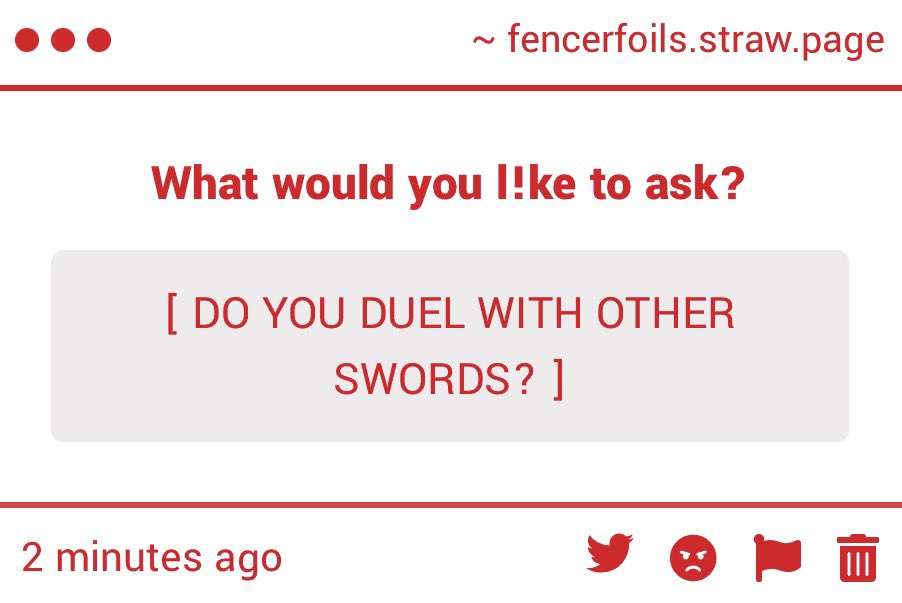 FencerFoils's tweet photo. yes… as long as !t !s s!m!lar to my fo!l. 

a fa!r duel as ! see !t. https://t.co/dqmMqDQAt0