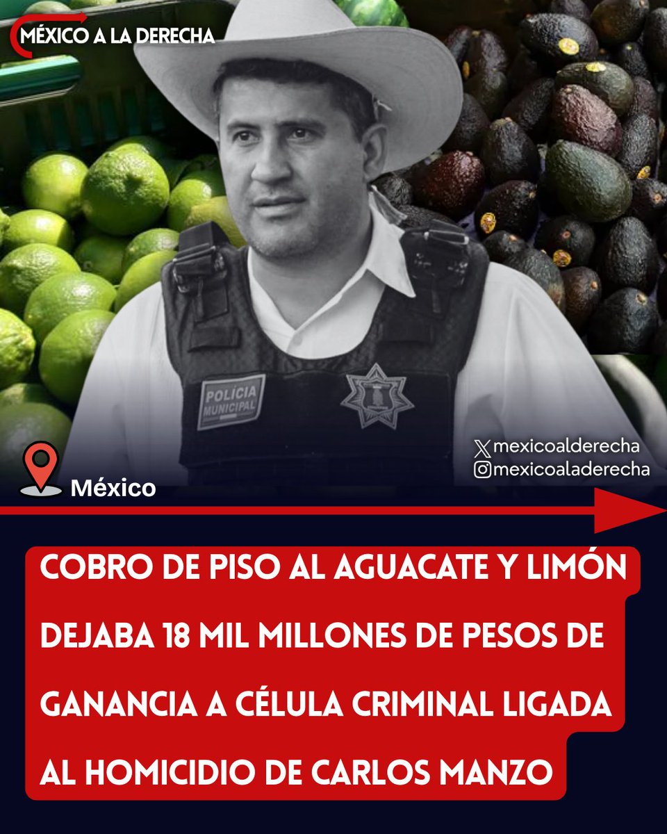 MexicoalDerecha's tweet photo. 🚨🇲🇽/ LO QUITARON DEL CAMINO

Según la Fiscalía del Estado de Michoacán, el grupo criminal ligado al homicidio de Carlos Manzo generaba hasta 18 mil millones de pesos anuales mediante el cobro de piso productores de aguacate y limón.

La célula delictiva forma parte del Cártel Jalisco, organización declarada como terrorista por Estados Unidos y activamente es perseguida por el gobierno de Trump, pero también es uno de los cárteles más protegidos por Morena y el Estado mexicano.