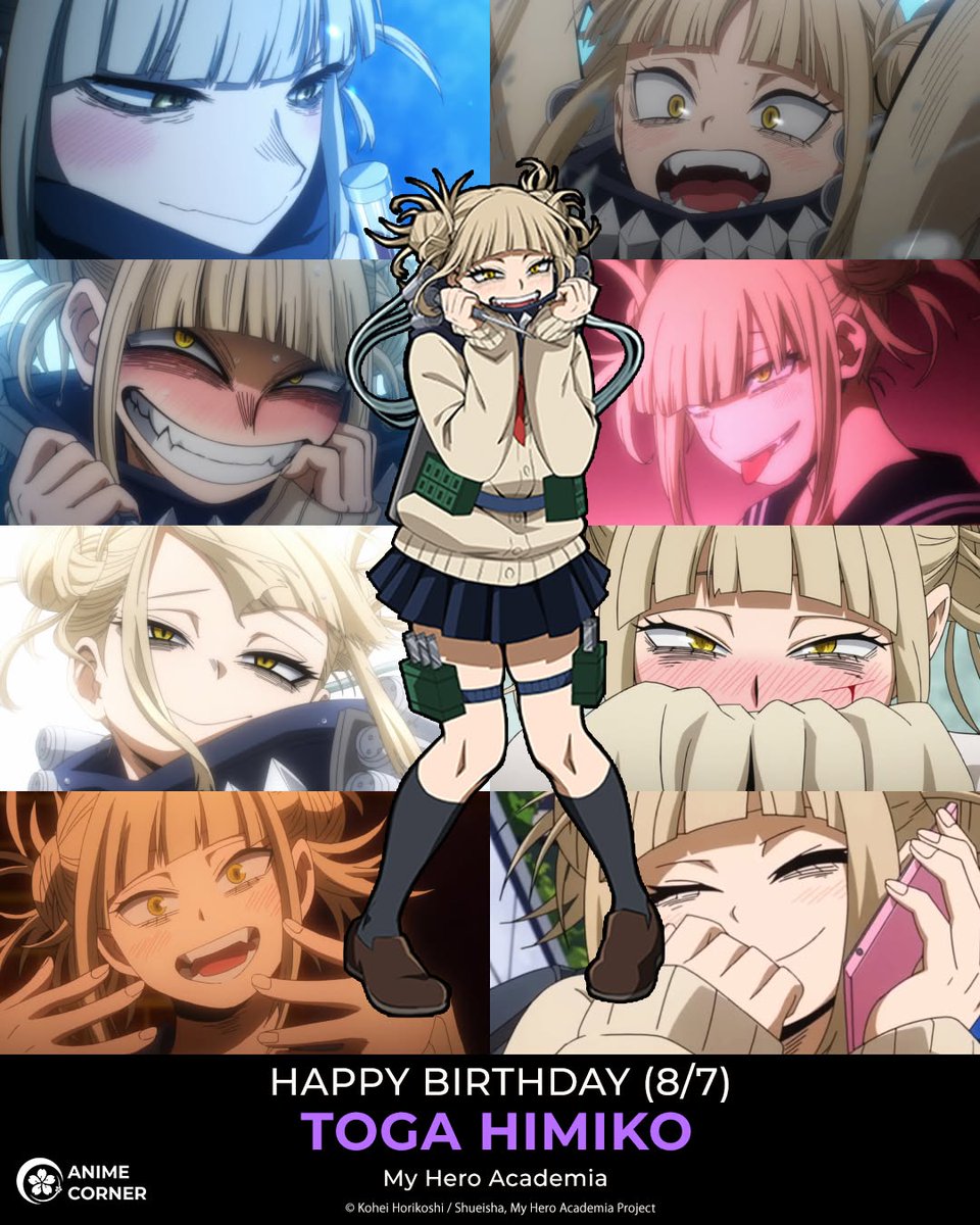 animecorner_ac's tweet photo. Happy birthday to our favorite villain girl, the sweet but psycho Toga Himiko! 🎂🤎🎉

CV (EN): Leah Clark
CV (JP): Misato Fukuen
Anime: My Hero Academia https://t.co/JOiuy6Dp35