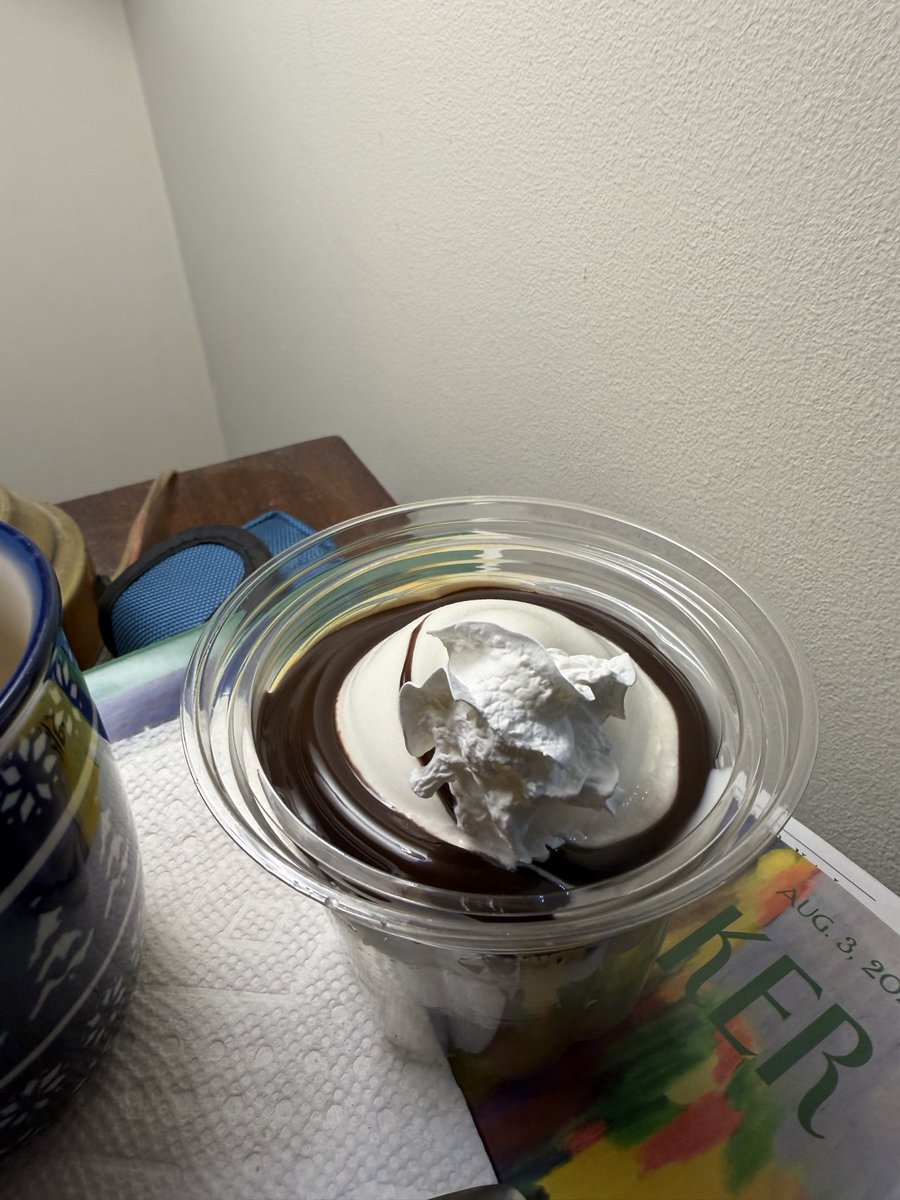 MacMillanReed's tweet photo. @DairyQueen I paid 99 cents for the smallest shirt of whipped cream on my hot fudge sundae I have ever seen. 

So disappointing. I asked about it, and was told this is the standard amount.

It’s hard to see it — but it’s probably about 1 tablespoon worth.

Seriously DQ!! https://t.co/BIQ5hNPGwV