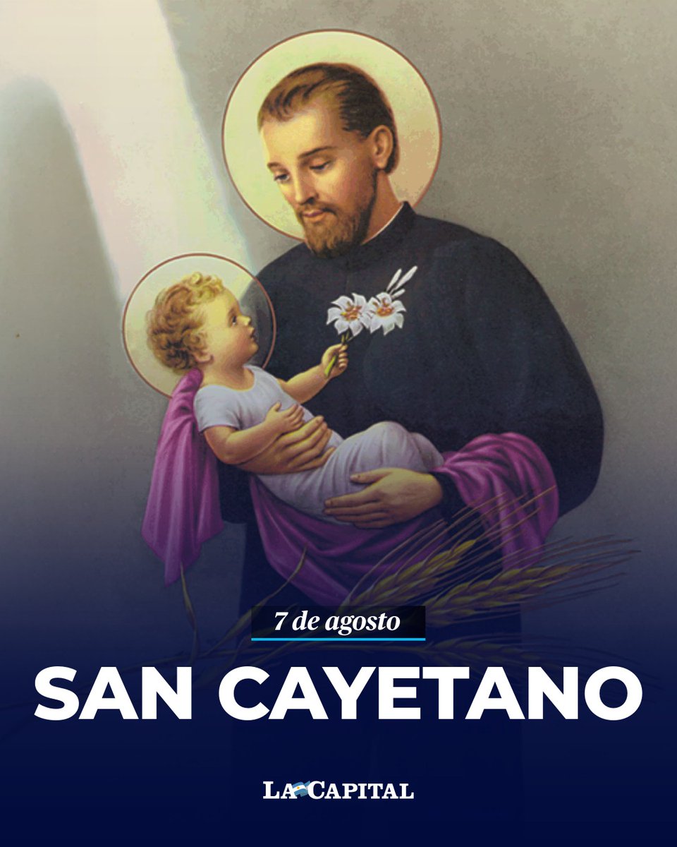 lacapital's tweet photo. "PAZ, PAN Y TRABAJO" 🙏

Cada 7 de agosto, miles de fieles renuevan su fe en #SanCayetano, patrono del pan, el trabajo y la providencia. 

En Rosario, la jornada estará marcada por misas, la tradicional procesión y una movilización de sindicatos y organizaciones sociales bajo las consignas de "paz, pan, tierra, techo y trabajo". 🍞