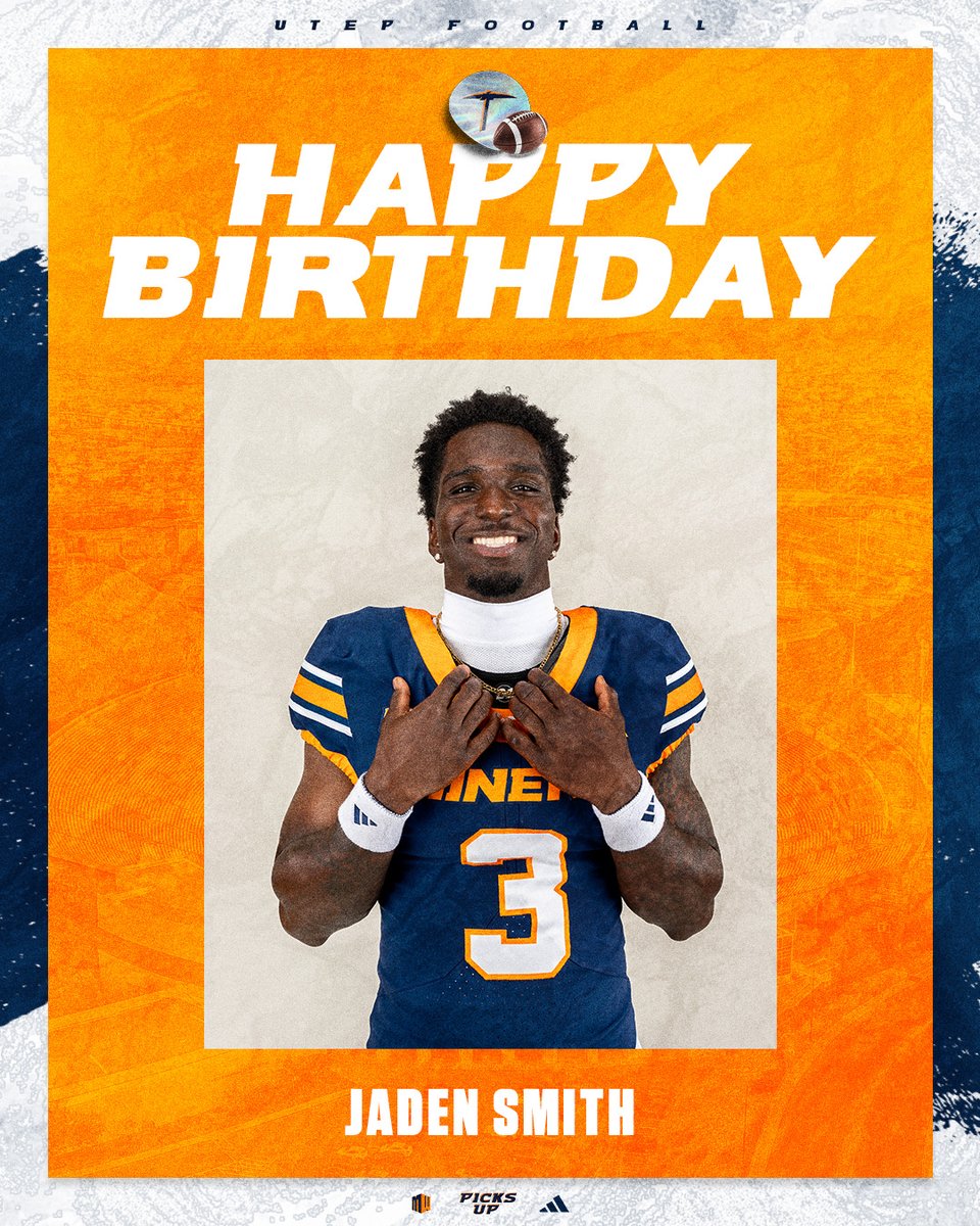 UTEPFB's tweet photo. Happy birthday to Wide Receiver, Jaden Smith‼️⛏️

#PicksUp | #WinTheWest @jadoejumpman https://t.co/b3WbuyO8Sx