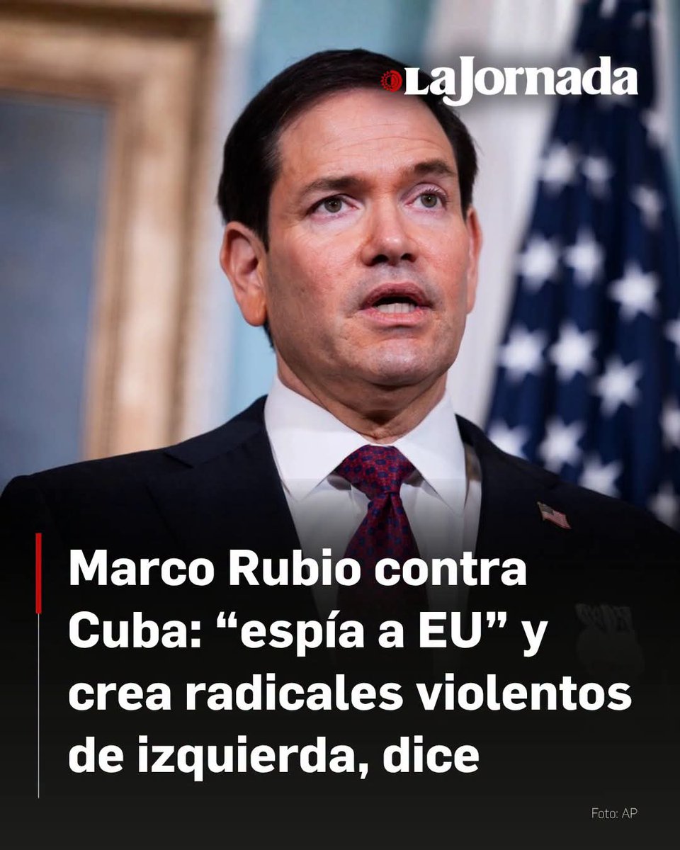 GonzlezRa12's tweet photo. Estas loko Narco, de cual fumaste..

El secretario de Estado de Estados Unidos, Marco Rubio, acusó al gobierno de Cuba de patrocinar el terrorismo y servir como base operativa para potencias extranjeras como Rusia, China e Irán.

 A través de un mensaje en redes sociales, el funcionario estadunidense calificó a la isla como un "Estado canalla" que alberga operaciones militares y de inteligencia hostiles a 145 kilómetros de las costas del país norteamericano.

Más información en: https://t.co/alPrx51xKX