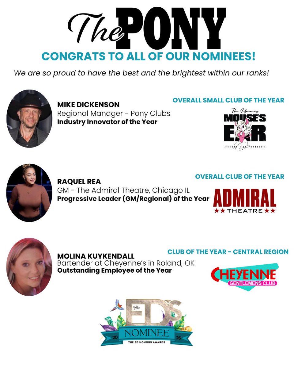 theponyusa's tweet photo. Shout out to all of our nominees for #EDawards! Best of luck, team!
#PonyNation #PonyClubs https://t.co/XLHW3G7MFC