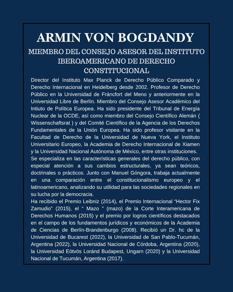 IIDCUNAM's tweet photo. Nos honra presentar al Dr. Armin Von Bogdandy como Consejero Asesor del Instituto Iberoamericano de Derecho Constitucional. 
#IIDC #Derecho https://t.co/1GuUwWWPkV