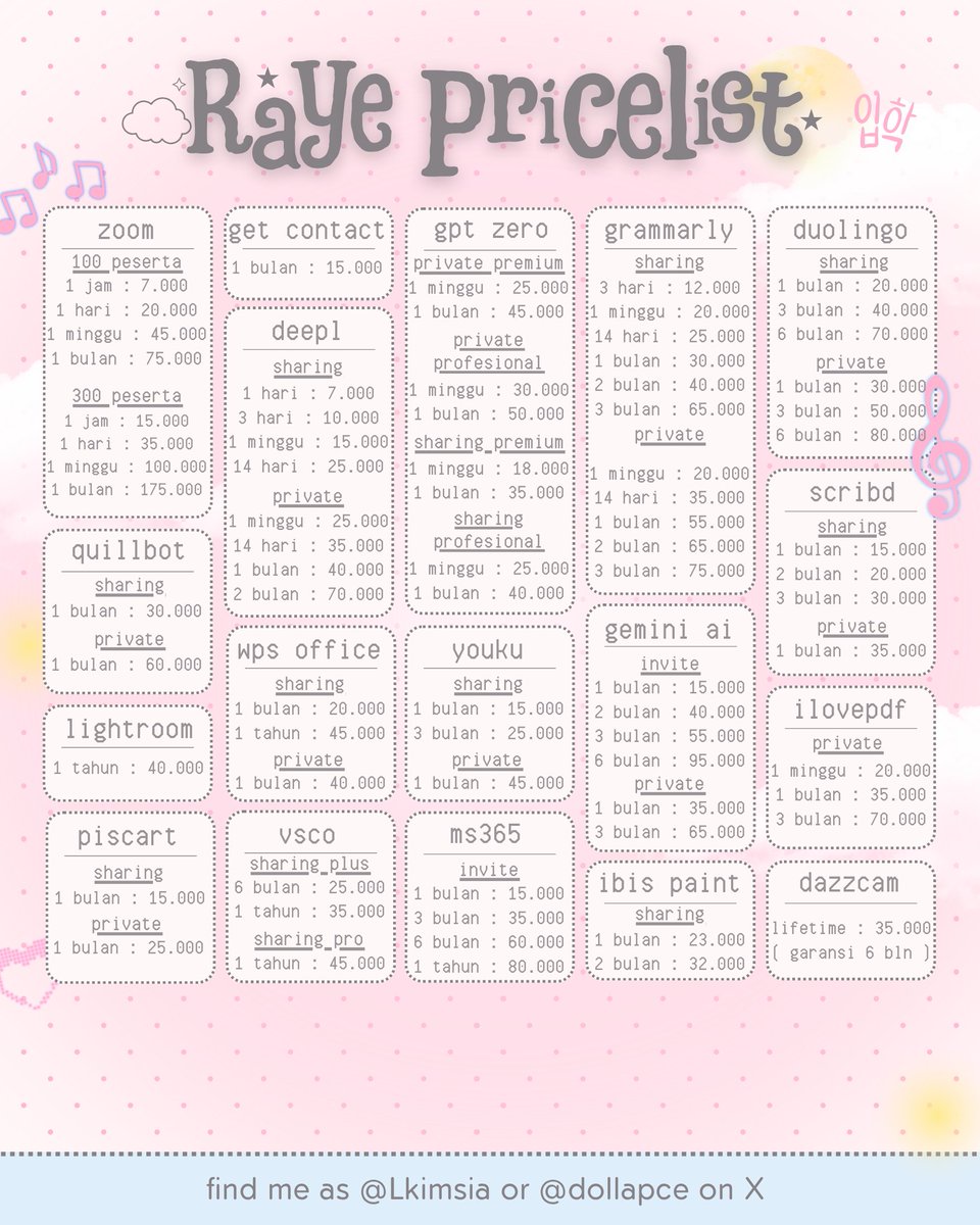dollapce's tweet photo. pricelist : https://t.co/xYCZAOVcoS