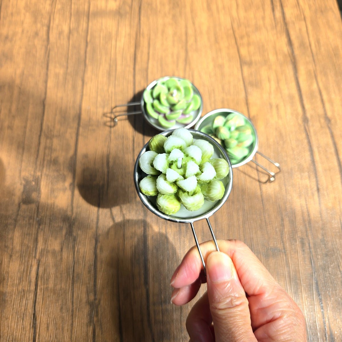 KOUsasayaka's tweet photo. 観葉植物キャンドル手持ちもあります！ランタン？？みたいにできる雰囲気。灯すと持ち手が熱くなる可能性があるのでお勧めはしませんが…これの鉱石バージョンも作るぞ～ https://t.co/EoS6EFXz8Q