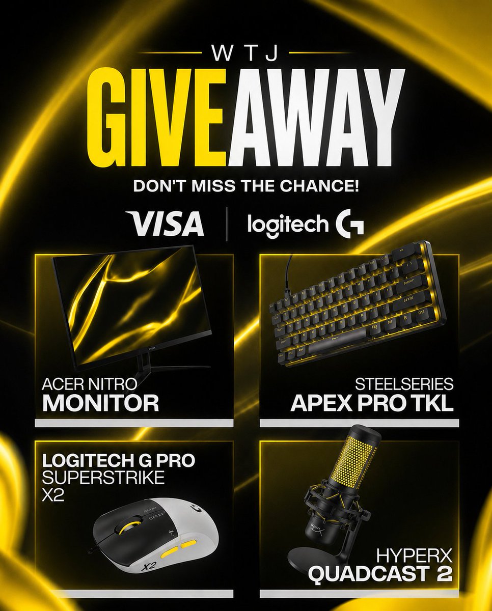 TeamWTJeSports's tweet photo. We’re giving back to the WTJ commmunity!

Four winners, Now’s your chance to win a Monitor, Keyboard, Mouse, or Microphone!

To enter:

• Follow @TeamWTJeSports &amp; @ceozark &amp; @GamingGiveawaay 
• Like &amp; repost this post
• Comment What Prize You Want
• Join Our Discord In Bio https://t.co/U7taYj6T3P